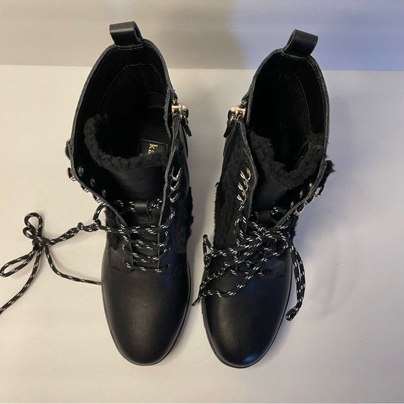 NWOB Kate Spade Combat Boots Sherpa Trim - Picture 3 of 10